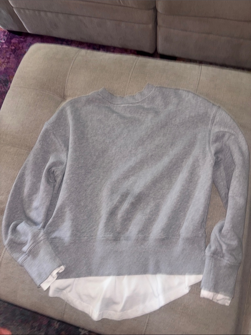 Zara Light Gray Sweatshirt with White Layered Hem - Picture 2 of 3